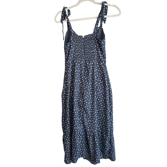 Y2K Abercrombie & Fitch Smocked Midi Dress Polka Dot Side Slit Deer Print XS - Picture 2 of 11